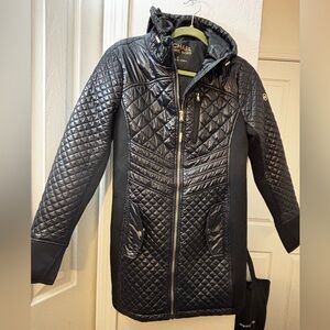Michael Kors Shiny Black Quilted Puffer Coat